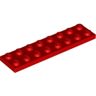 Lego destička 2x8, červená (303421)